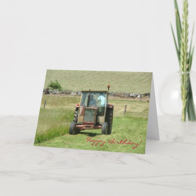 Carte d'anniversaire vintage du tracteur (Devant)