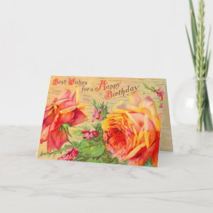 Carte d'anniversaire vintage Florale