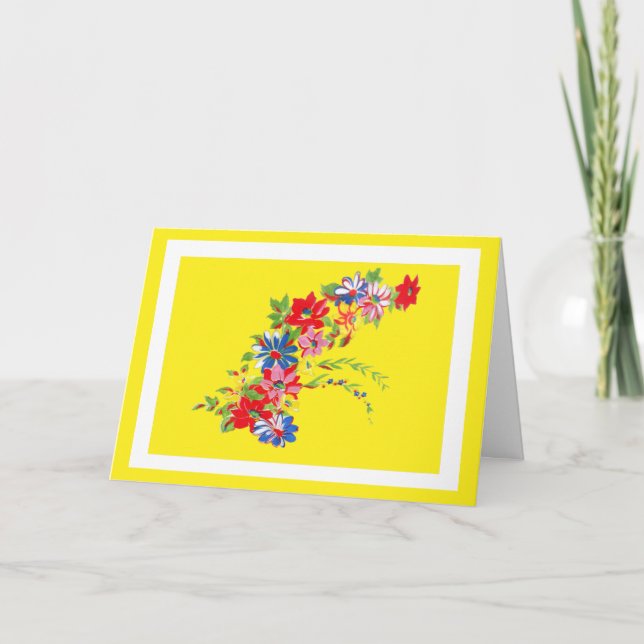 Carte d'anniversaire vintage Florale (Devant)