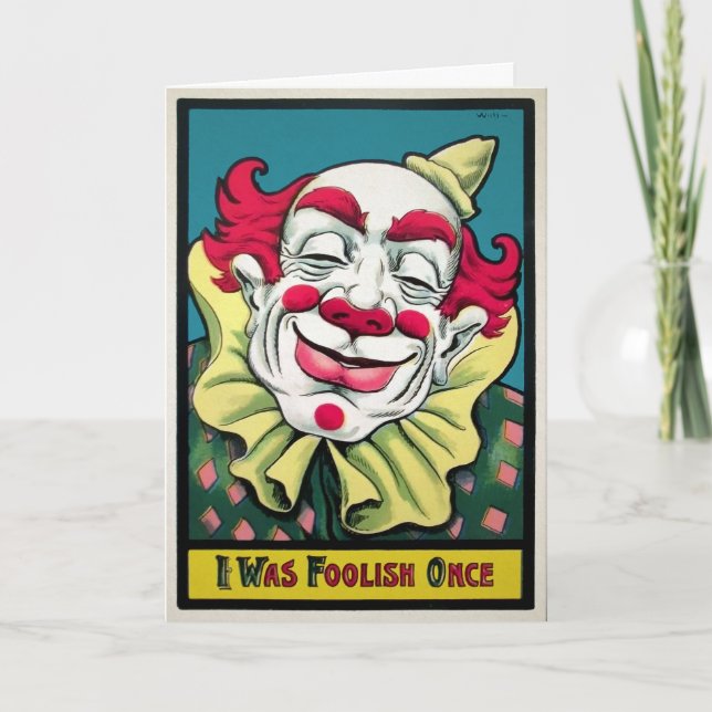 Carte d'anniversaire vintage Foolish Clown (Devant)