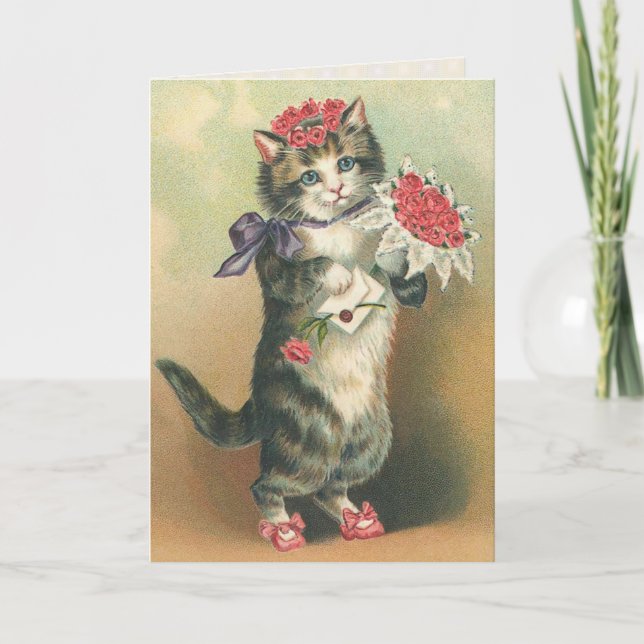 Carte d'anniversaire vintage Kitten (Devant)