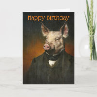 Carte d'anniversaire Vintage M. Pig