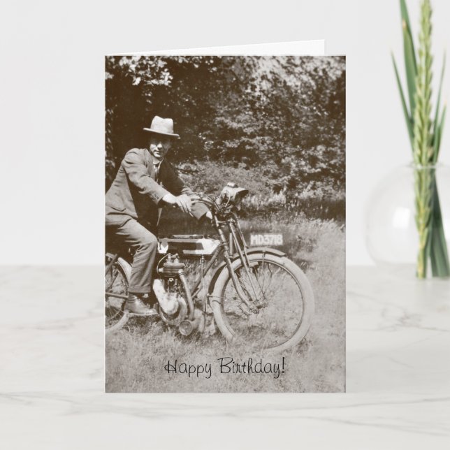 Carte d'anniversaire vintage moto (Devant)