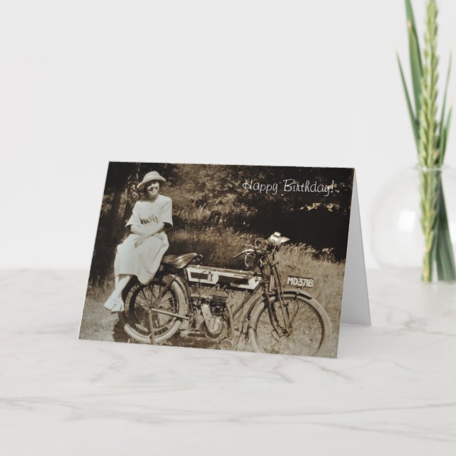 Carte d'anniversaire vintage moto (Devant)