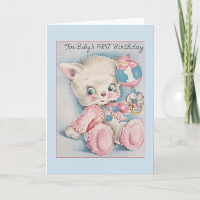 Carte d'anniversaire vintage pour bébé (Devant)