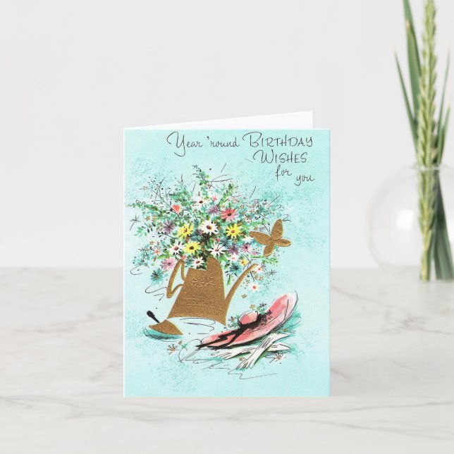 Carte d'anniversaire vintage pour le jardin (Devant)