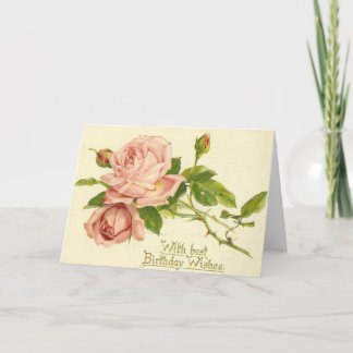 Carte d'anniversaire vintage roses victoriennes
