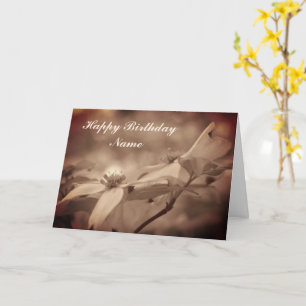 Carte d'anniversaire vintage Sepia Dogwood