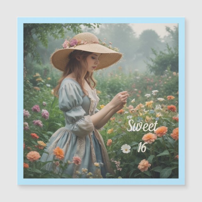 Carte d'anniversaire vintage Sweet 16 magnétique (Devant)