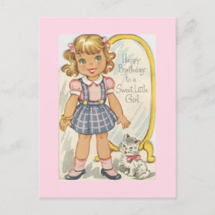 Carte d'anniversaire vintage Sweet Girl