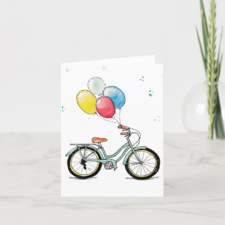 Carte d'anniversaire Vintage Vélo Aquarelle