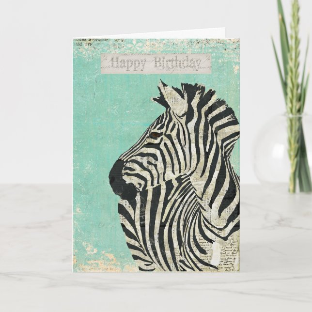 Carte d'anniversaire vintage Zebra Blue (Devant)