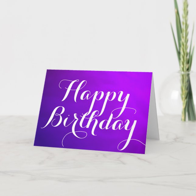 Carte d'anniversaire violet métallique joyeux avec (Devant)