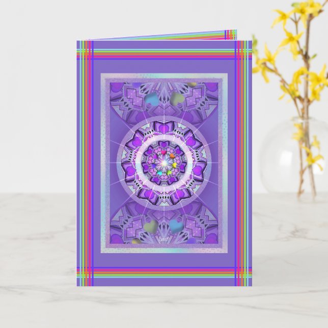 Carte d'anniversaire violette W2 (Fleur jaune)