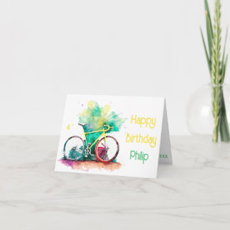 Carte d'anniversaire Watercolor MTB, mountainBike