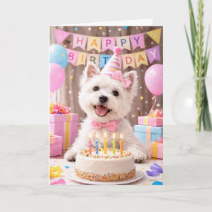 Carte d'anniversaire Westie avec gâteau Carte mi