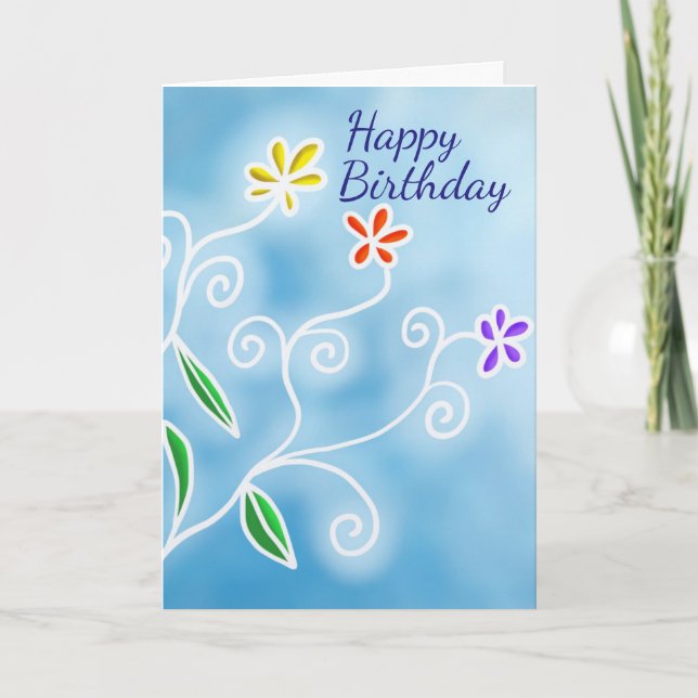 Carte d'anniversaire Whimsical Multi-Color Flowers (Devant)