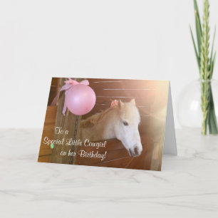 Carte d'anniversaire White Pony Cowgirl