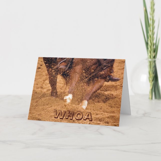 Carte d'anniversaire Whoa avec Cheval coupant (Devant)