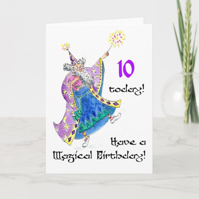 Carte d'anniversaire 'Wizard' pour un enfant de 10 (Devant)