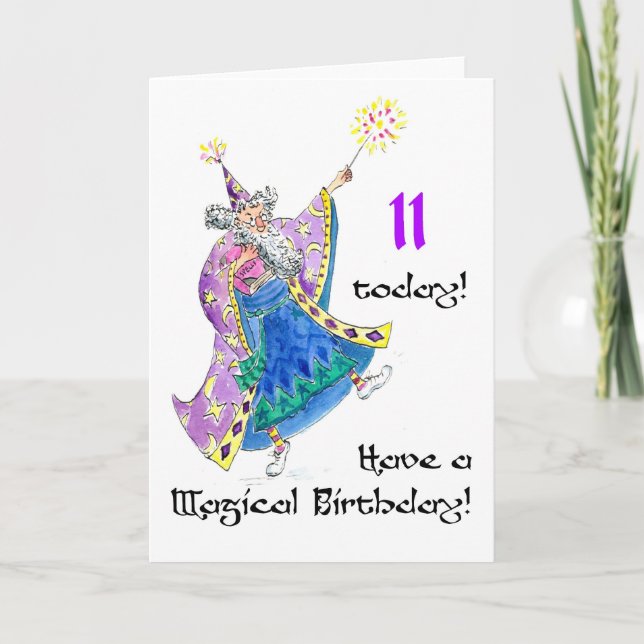 Carte d'anniversaire 'Wizard' pour un enfant de 11 (Devant)