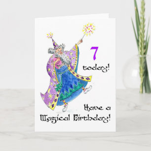 Carte d'anniversaire 'Wizard' pour un enfant de 7