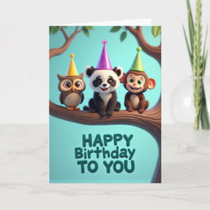 Carte d'anniversaire Woodland Party