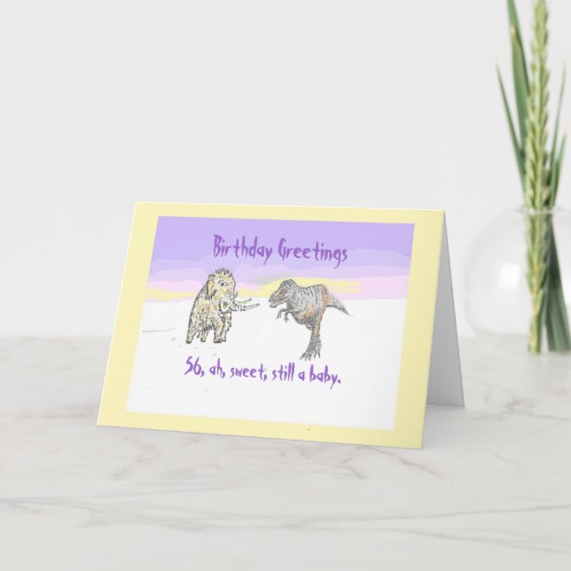 Carte d'anniversaire Wooly Mammoth et Dinosaur (Devant)