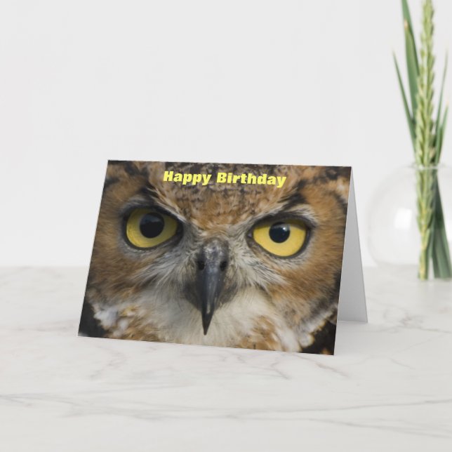 Carte d'anniversaire - yeux de hiboux (Devant)