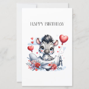 Carte d'anniversaire Zèbre Avion