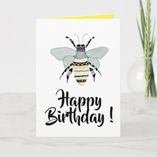 Carte d'anniversaire Zen doodle bourdon