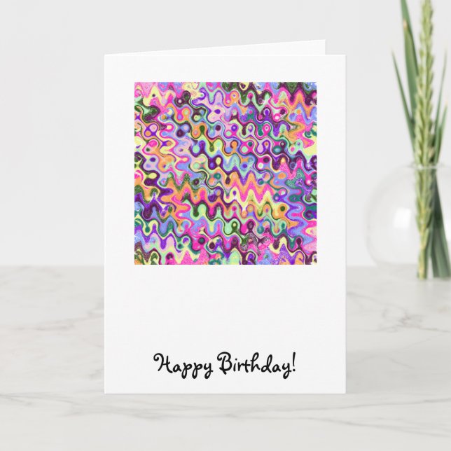 Carte d'anniversaire Zig-Zag Wave Squiggles (Devant)
