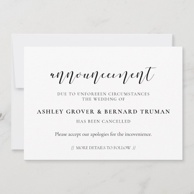 Carte d'annonce d'annulation de mariage (Devant)