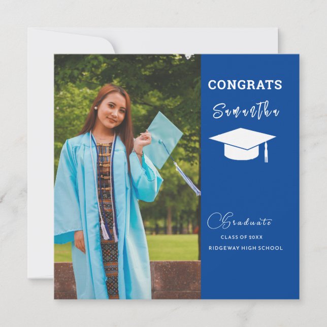 Carte d'annonce de diplômé avec photo personnalisé (Devant)