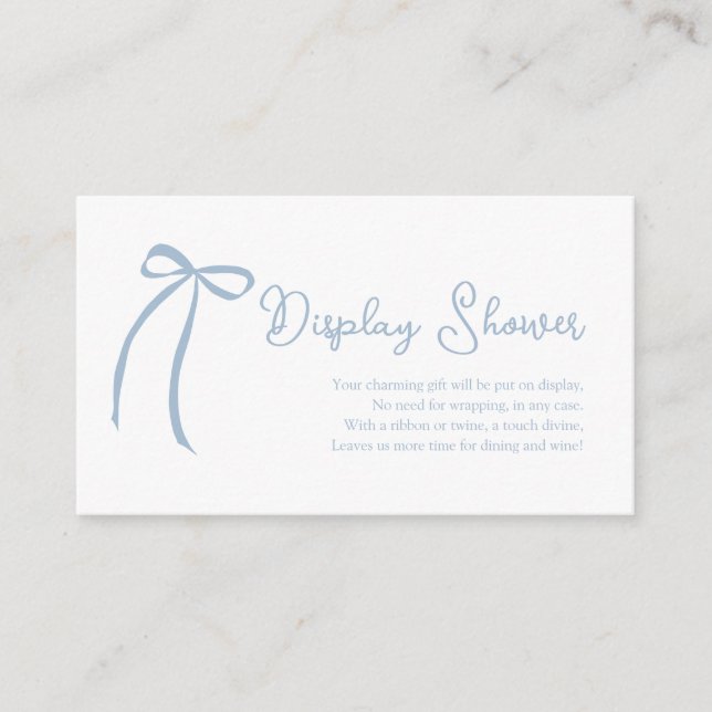 Carte d'annonce de douche à encart à nœud bleu pou (Devant)