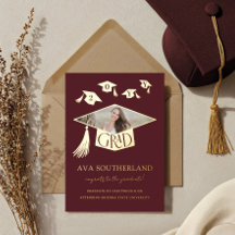 Carte d'annonce de graduation avec photo de la toq