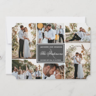 Carte d'annonce de mariage à monogramme assorti