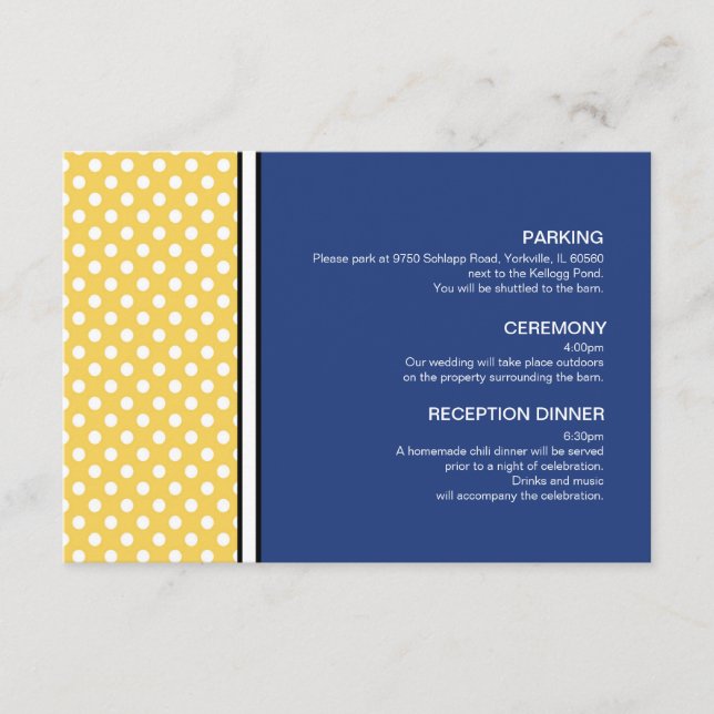 Carte d'annonce de mariage à pois jaunes et envelo (Devant)