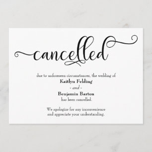 Carte d'annonce de mariage annulé avec calligraphi