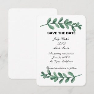 Carte d'annonce de mariage aux élégantes feuilles