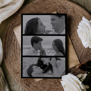 Carte d'annonce de mariage chic et large avec phot
