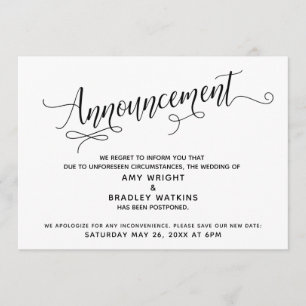 Carte d'annonce de mariage élégamment retardée