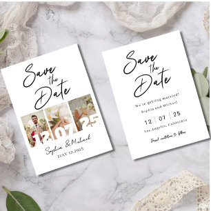 Carte d'annonce de mariage élégante avec collage d
