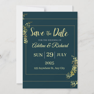 Carte d'annonce de mariage élégante avec fleurs do