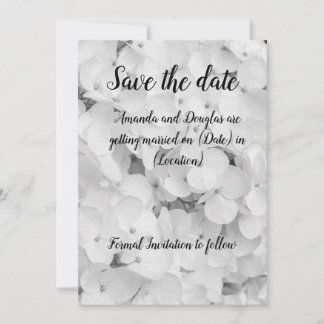 Carte d'annonce de mariage élégante blanche et noi