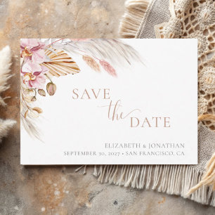 Carte d'annonce de mariage élégante Boho Floral Du