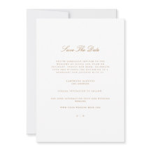 Carte d'annonce de mariage élégante or et blanc