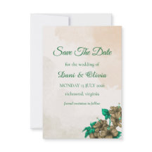 Carte d'annonce de mariage élégante verte botaniqu
