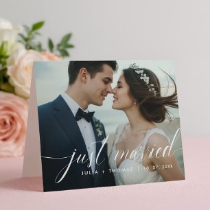 Carte d'annonce de mariage 'Just Married' pliée