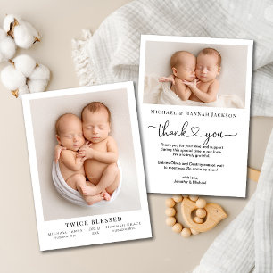 Carte d'annonce de naissance à plat avec photo Deu